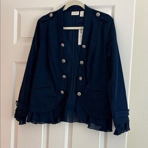 Chico's Elegant Navy Blazer with Button Accents